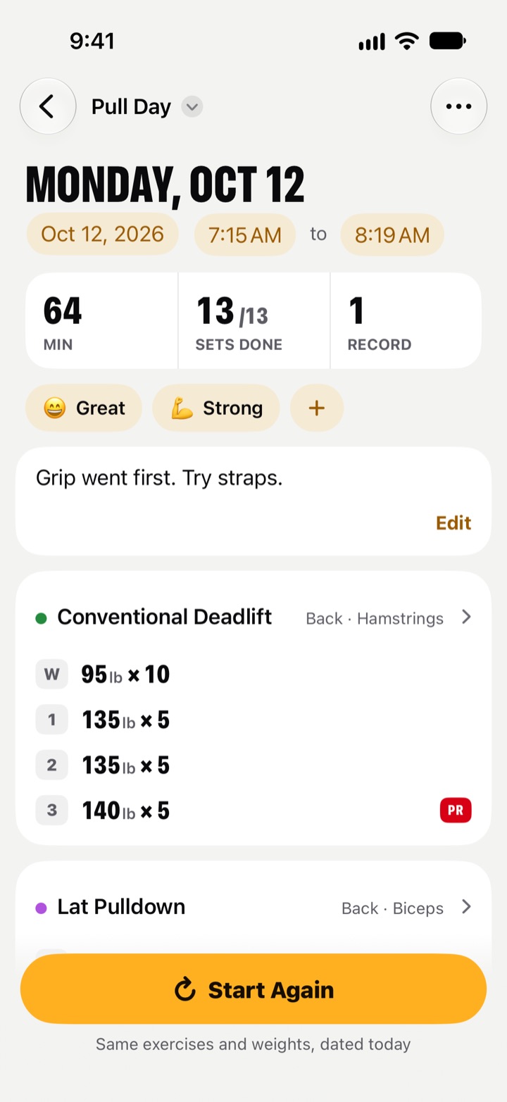 A finished Pull Day in Workt, tagged Great and Strong